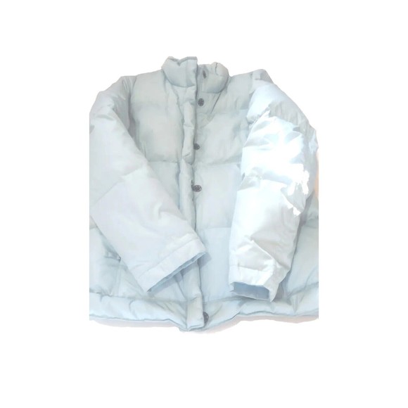 Gap Women's Size Small Puffer Down Jacket Baby Blue Button Zip Pockets- Quilted - Picture 1 of 12